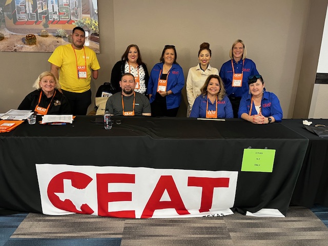 CEAT colleagues welcoming attendees at the 2026 conference registration table