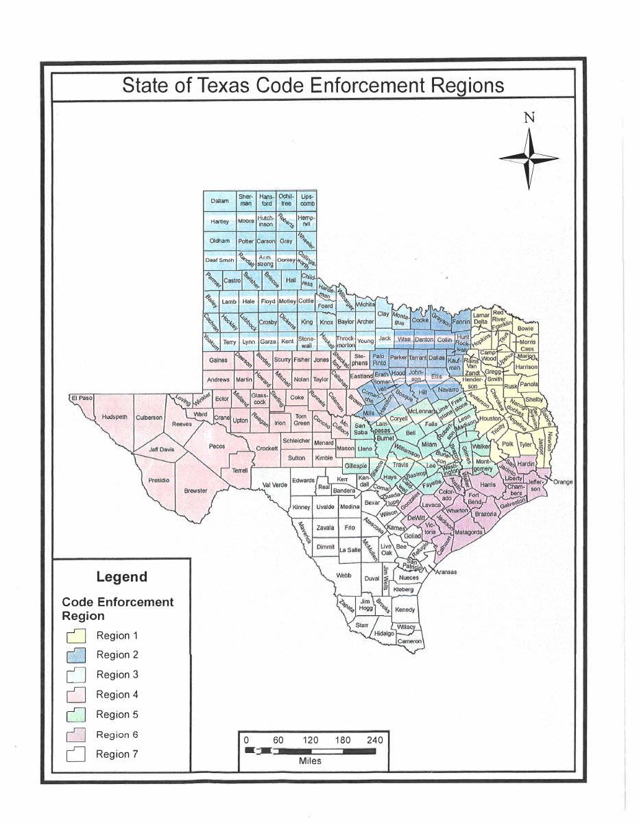 State of Texas Code Enforcement Regions map preview